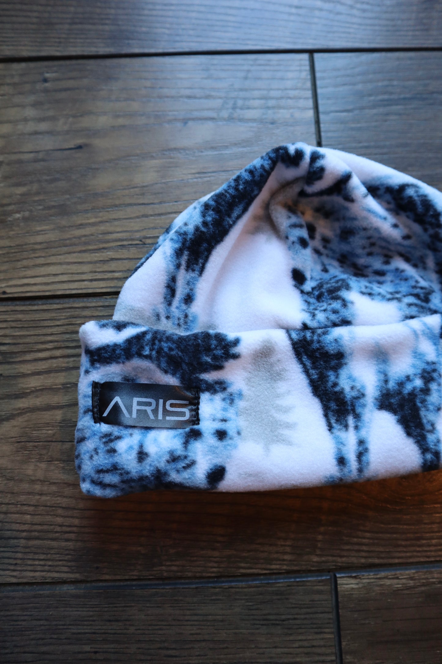 Blue and White Animal Print Beanie