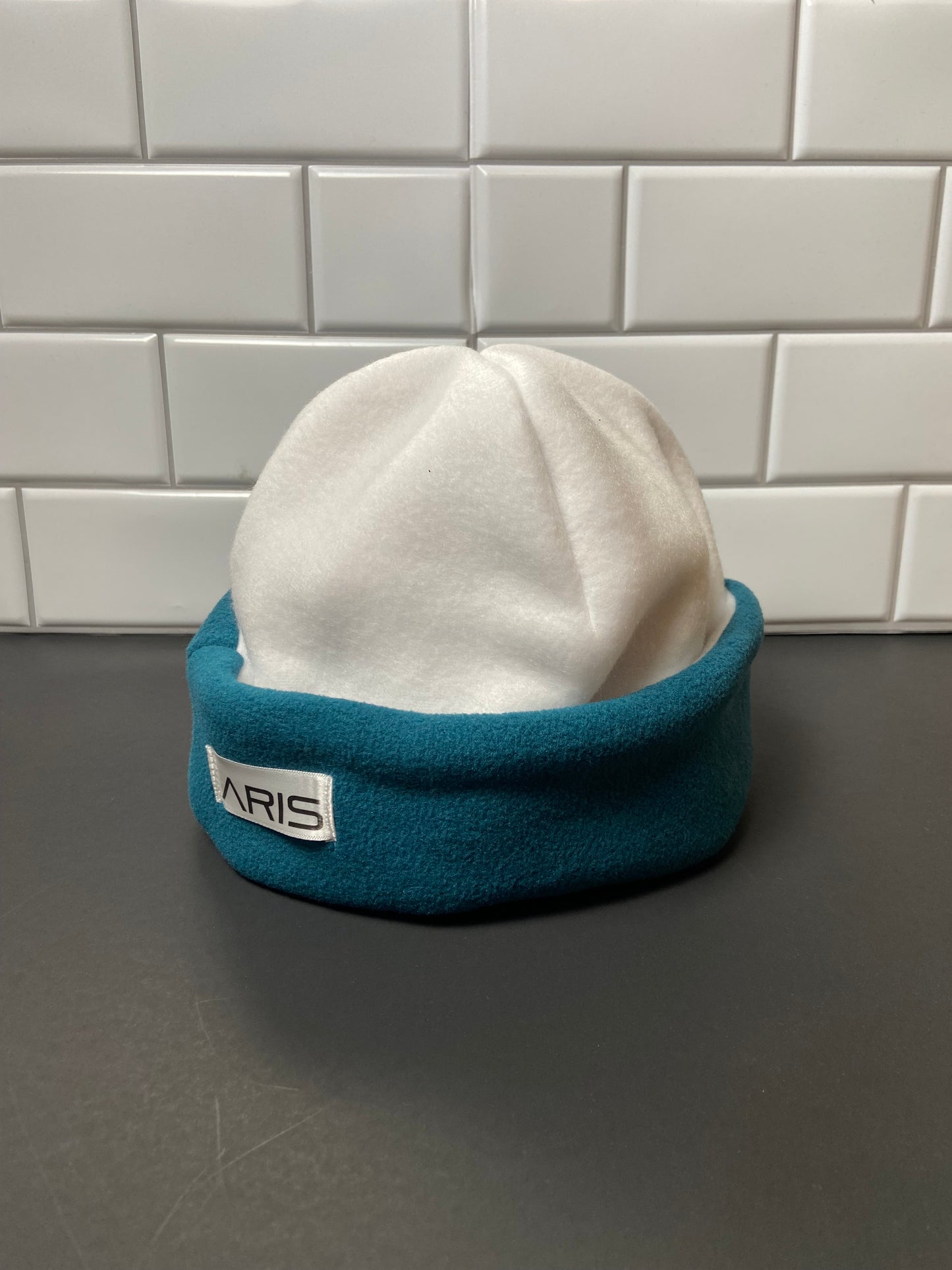 Teal and White Beanie