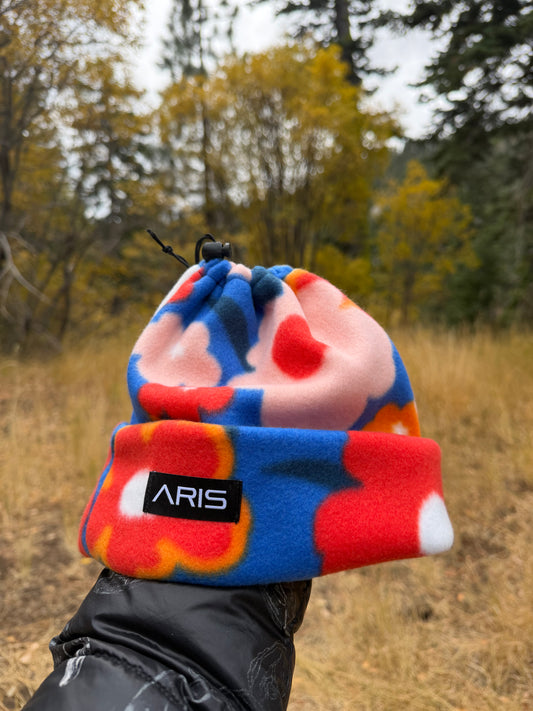 Blue Floral Synch Top Beanie