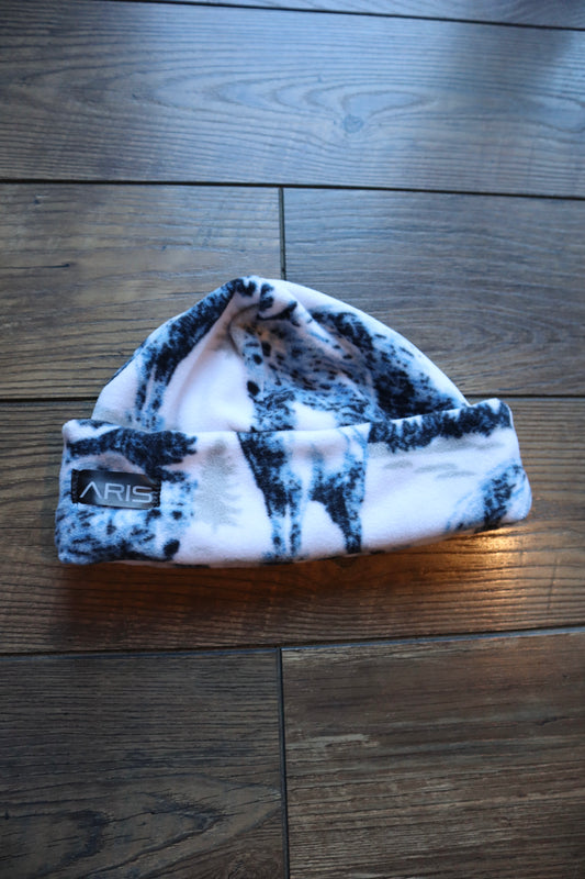 Blue and White Animal Print Beanie