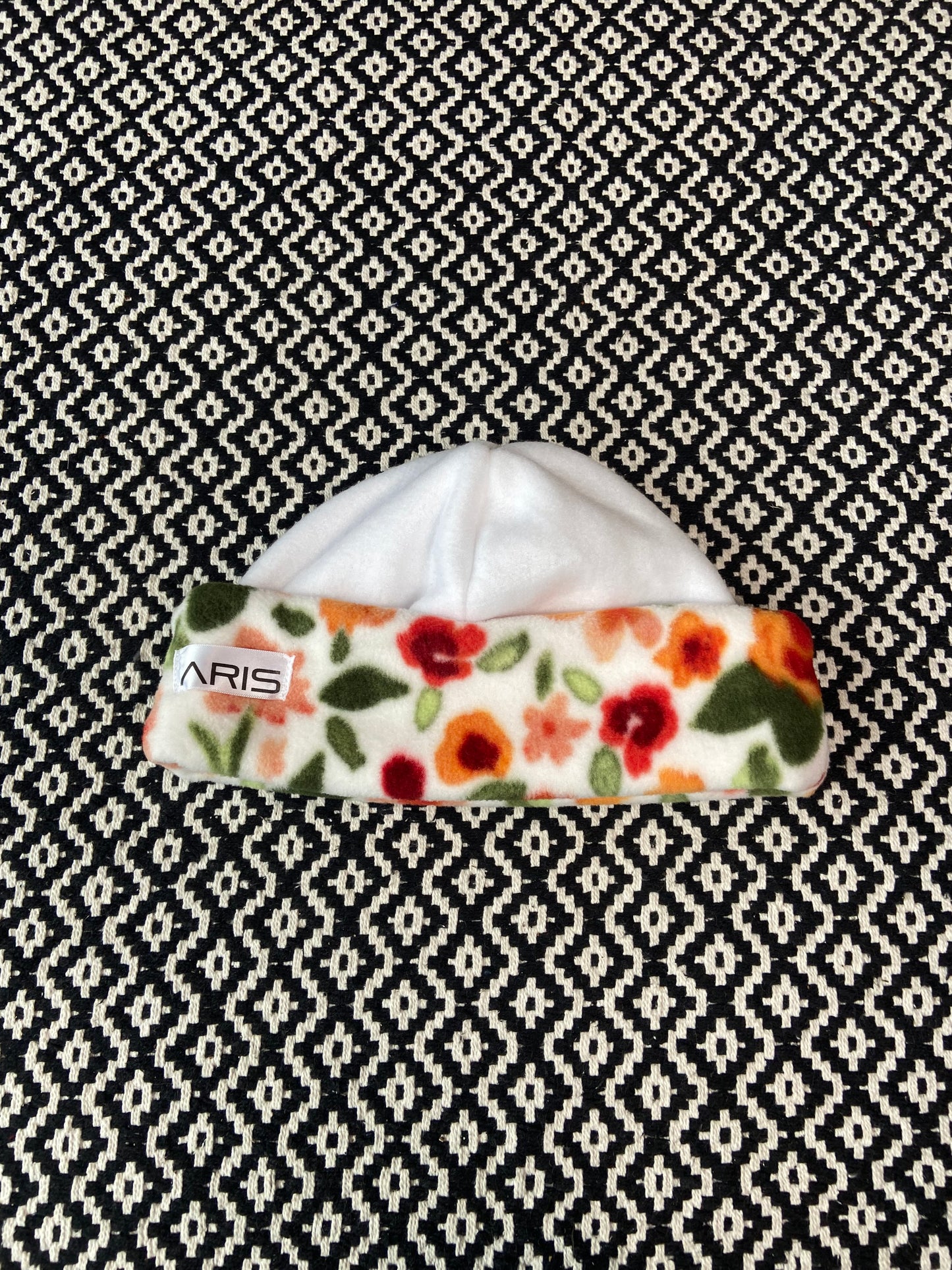 White/Floral Beanie