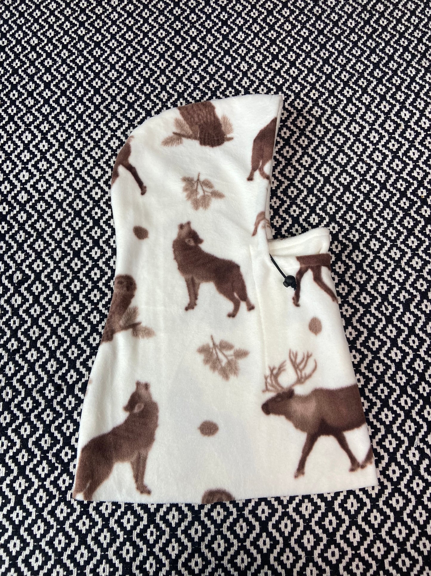 Cream Moose and Wolf Hood