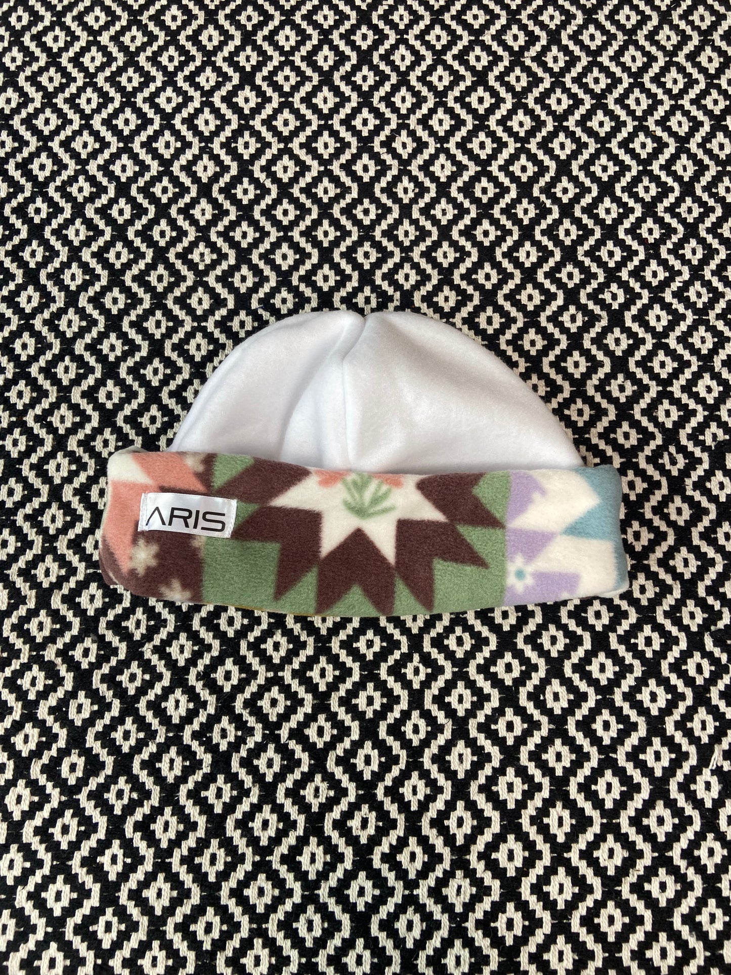 White/Quilt Beanie